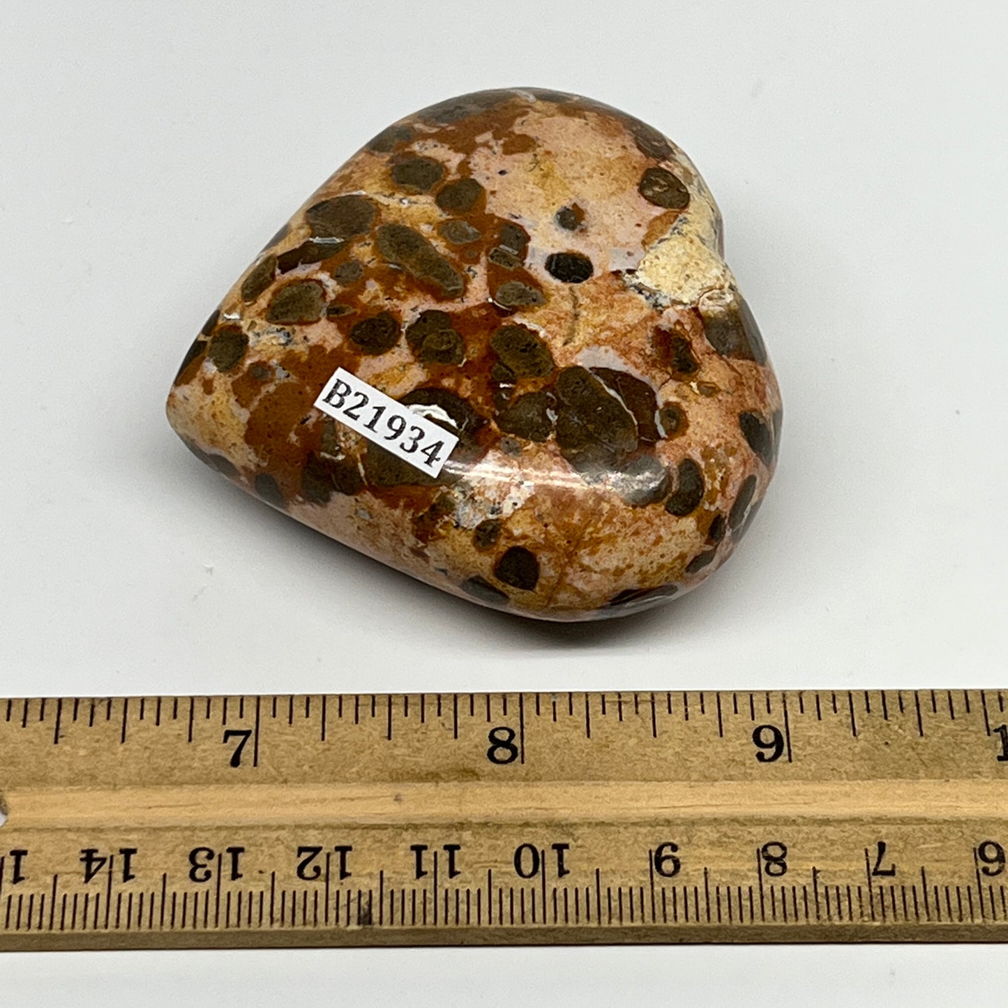 153.1g,2.3"x2.6"x1.1" Fruit Jasper Heart Polished Healing Home Decor, B21934