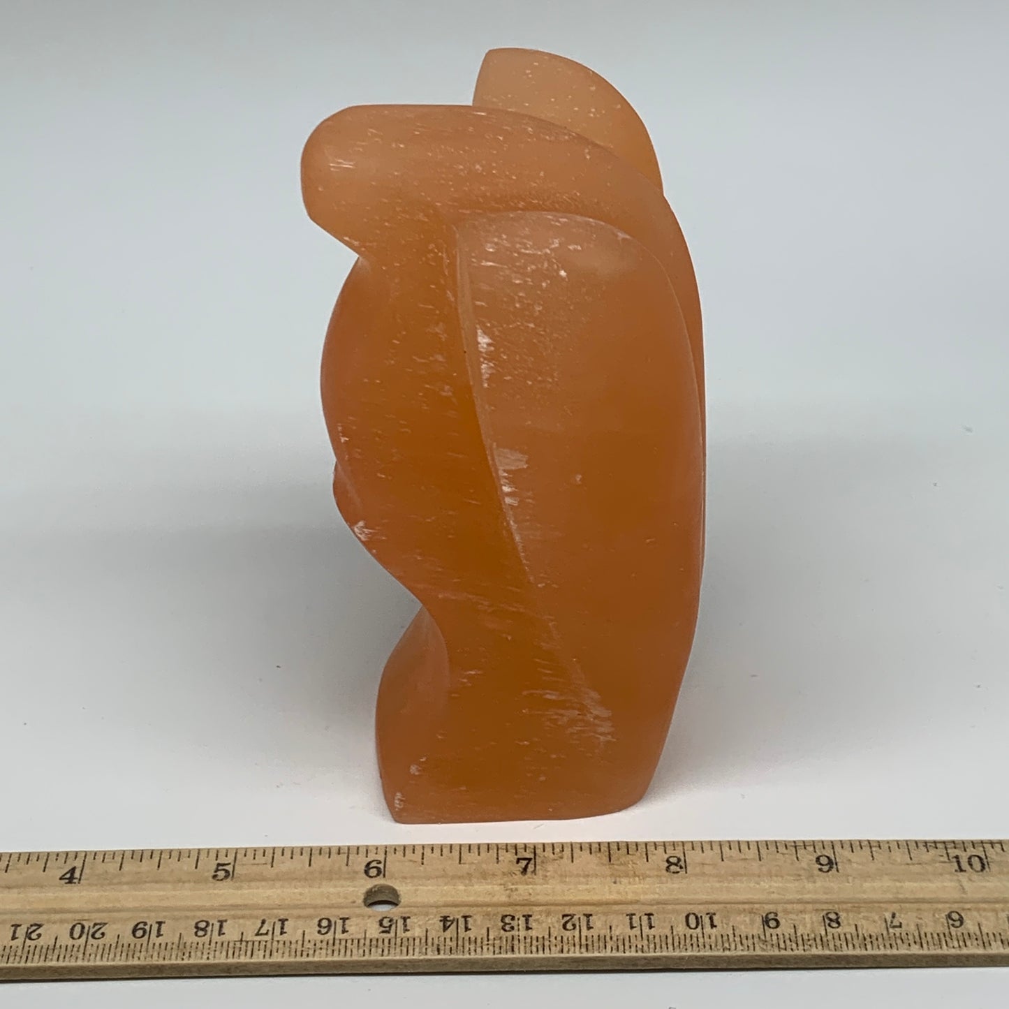 718g, 4.9"x3.2"x2.5" Orange Selenite (Satin Spar) Angel Crystal @Morocco,B9418