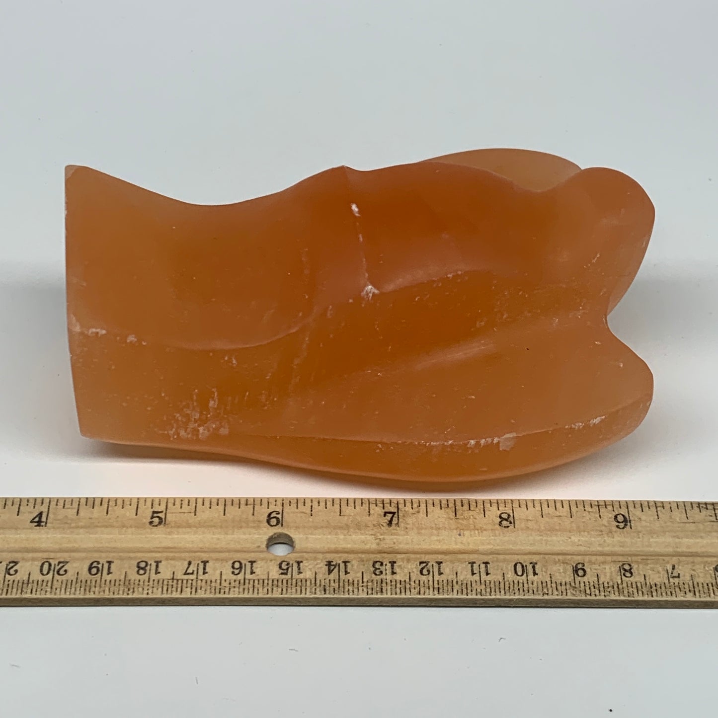 718g, 4.9"x3.2"x2.5" Orange Selenite (Satin Spar) Angel Crystal @Morocco,B9418