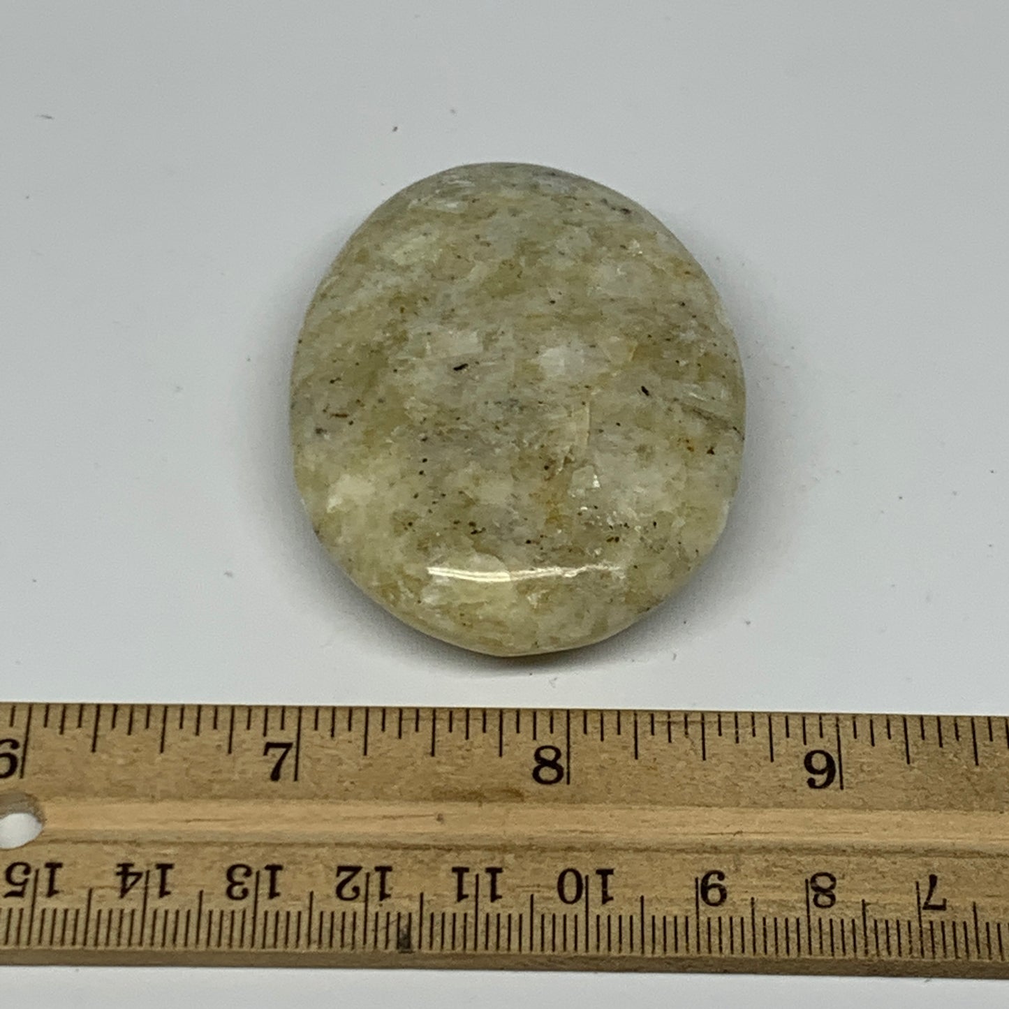 76g, 2.4"x1.8"x0.7", Natural Yellow Calcite Palm-Stone Crystal Polished Reiki, B