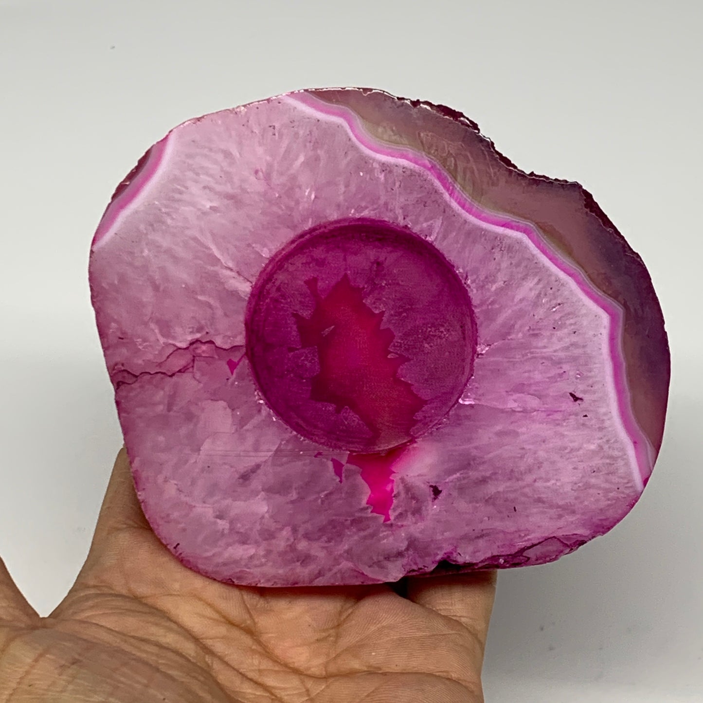 321.5g, 4.4"x3.8"x0.7", Dyed Agate Tea Light Candle Holder Crystal, B25563