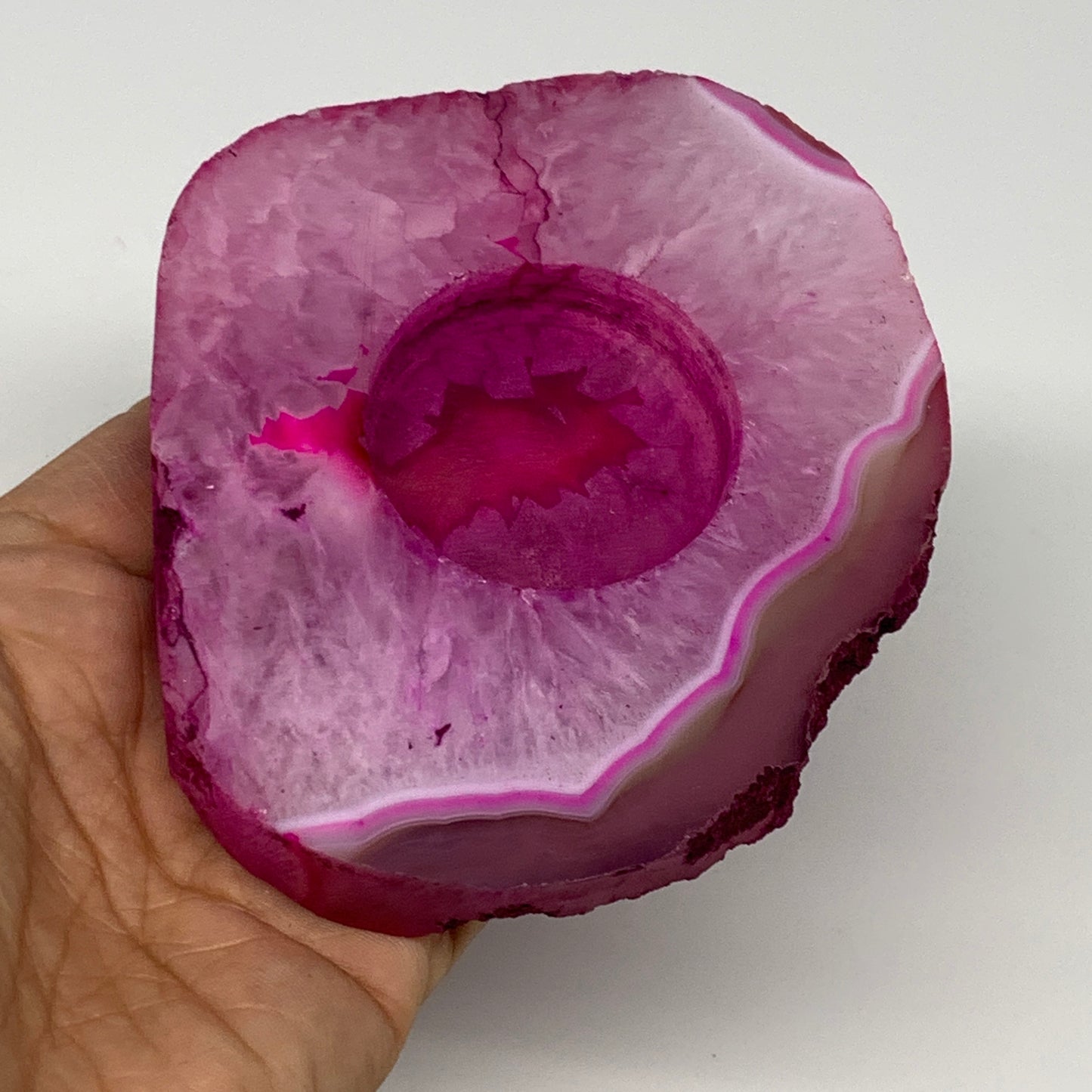 321.5g, 4.4"x3.8"x0.7", Dyed Agate Tea Light Candle Holder Crystal, B25563