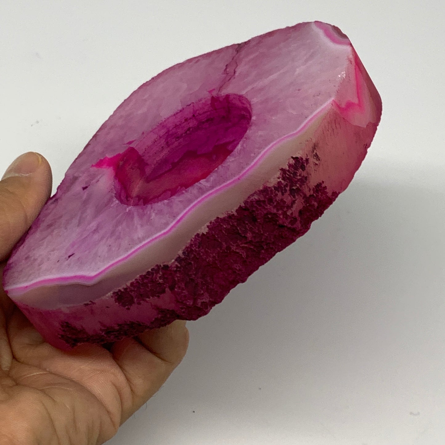 321.5g, 4.4"x3.8"x0.7", Dyed Agate Tea Light Candle Holder Crystal, B25563