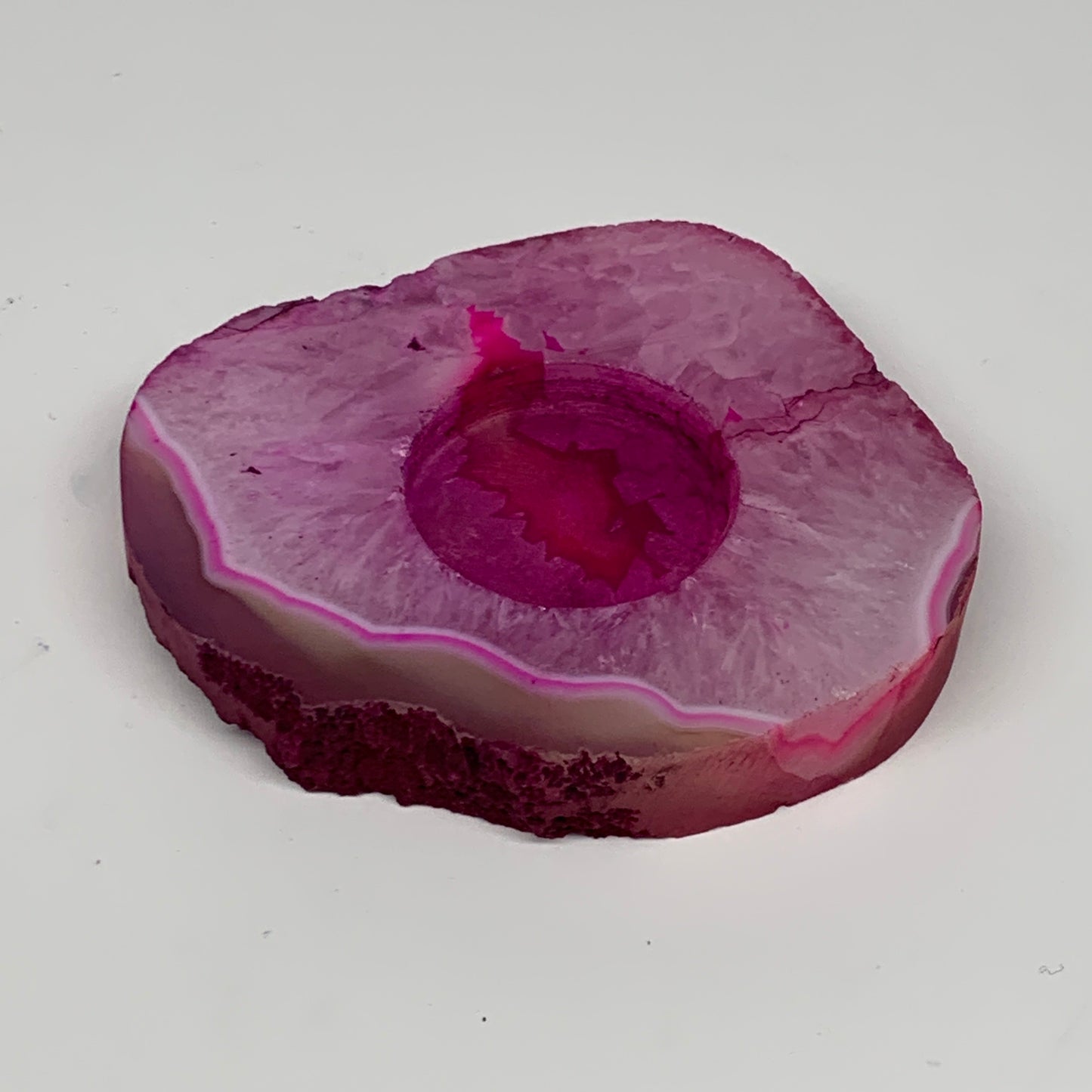 321.5g, 4.4"x3.8"x0.7", Dyed Agate Tea Light Candle Holder Crystal, B25563