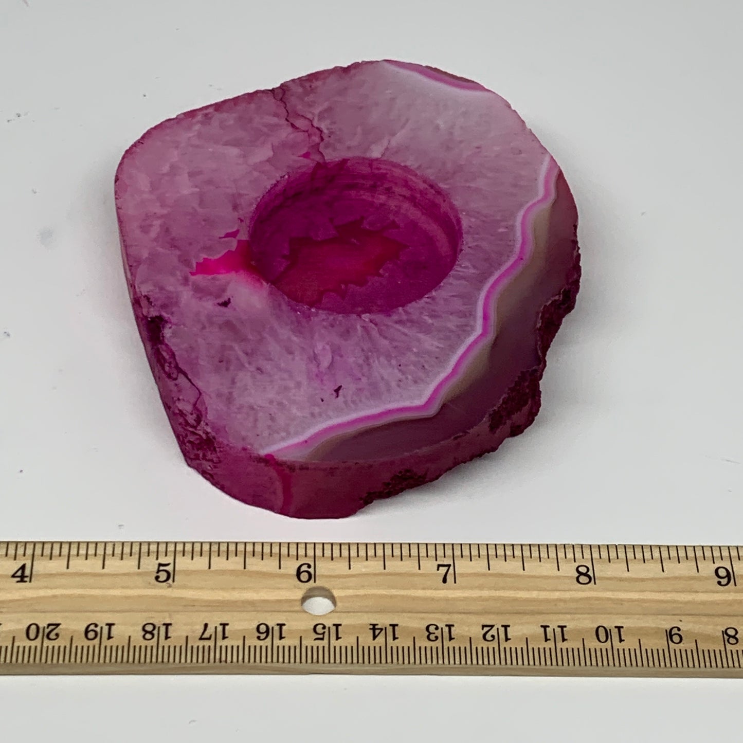 321.5g, 4.4"x3.8"x0.7", Dyed Agate Tea Light Candle Holder Crystal, B25563