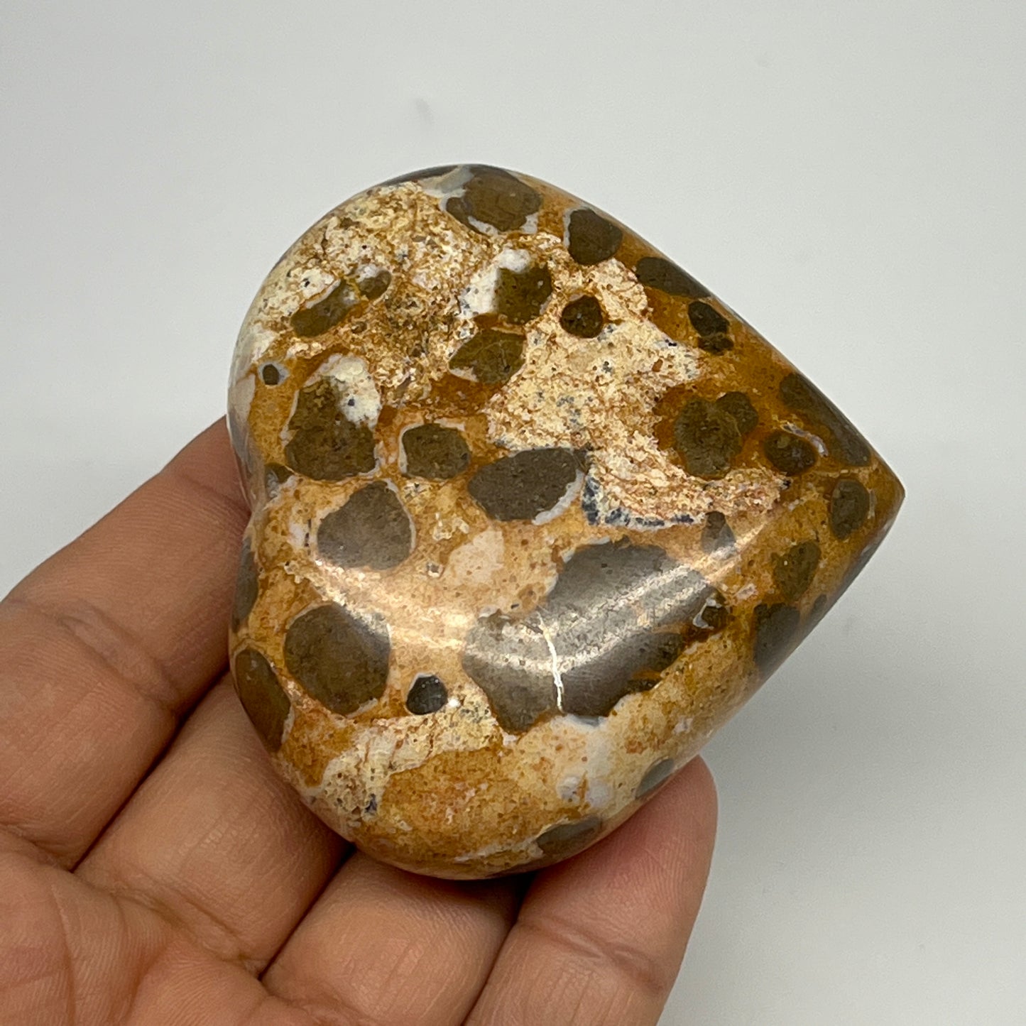 144.2g,2.3"x2.5"x1" Fruit Jasper Heart Polished Healing Home Decor, B21936