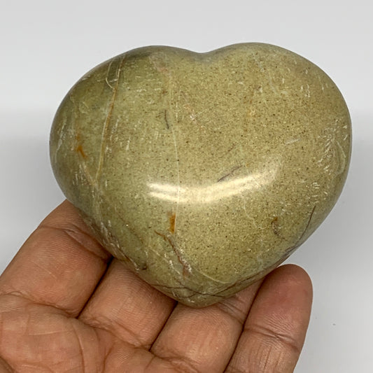 175.1g,2.5"x2.9"x1.3", Green Opal Heart Polished Gemstone @Madagascar, B17594