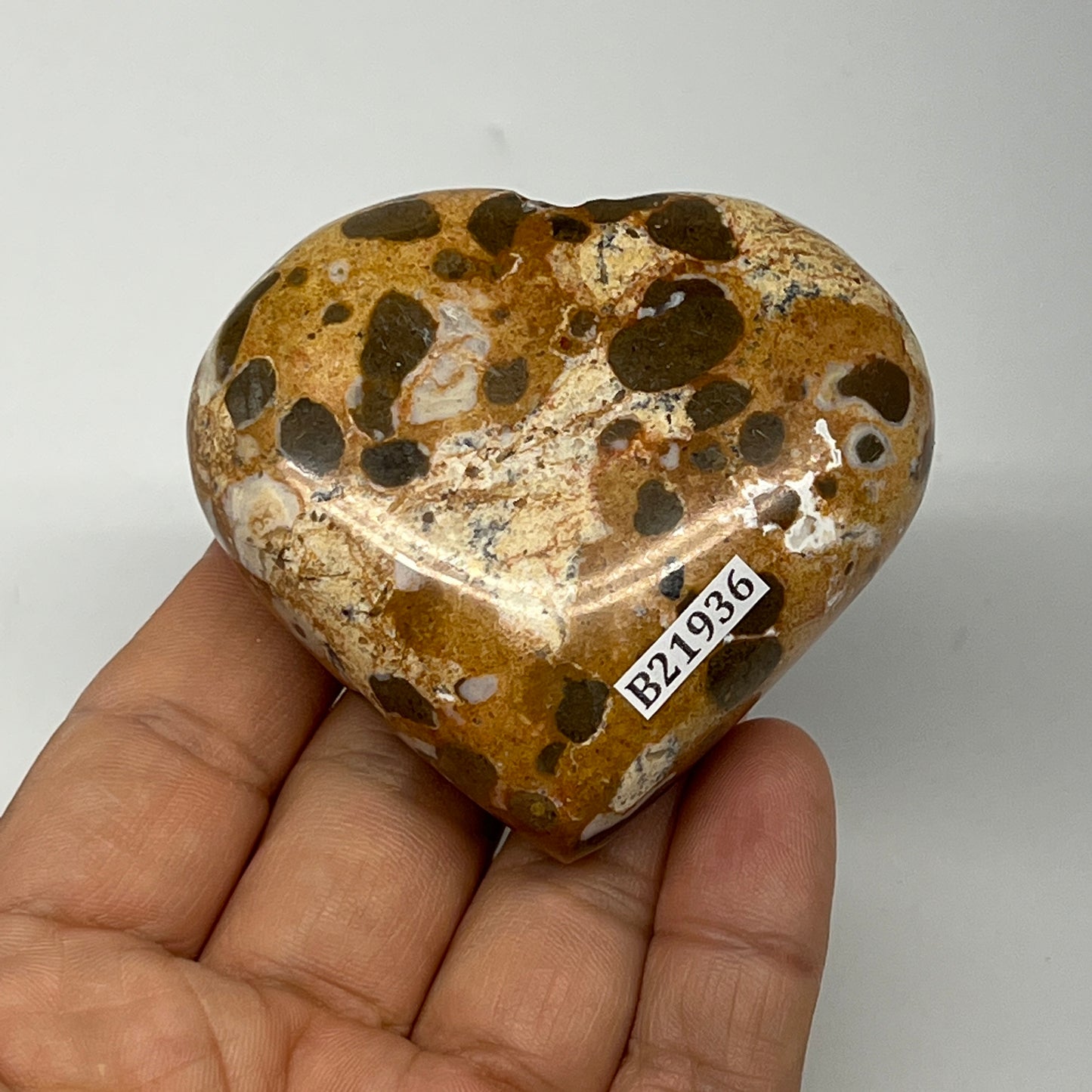 144.2g,2.3"x2.5"x1" Fruit Jasper Heart Polished Healing Home Decor, B21936