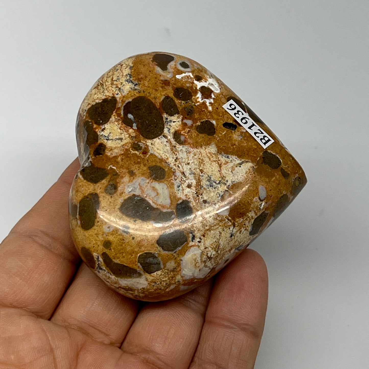 144.2g,2.3"x2.5"x1" Fruit Jasper Heart Polished Healing Home Decor, B21936