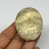 77.8g, 2.1"x1.7"x0.9", Natural Yellow Calcite Palm-Stone Crystal Polished Reiki,