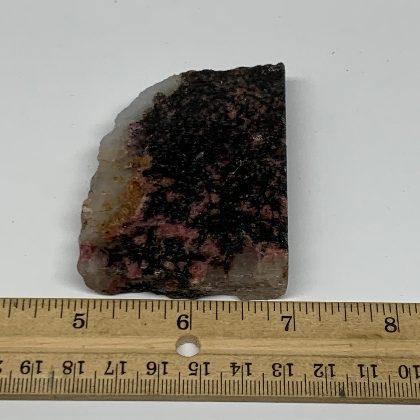120.9g, 2.1"x2.9"x0.5", One face polished Rhodonite, One face semi polished, B16