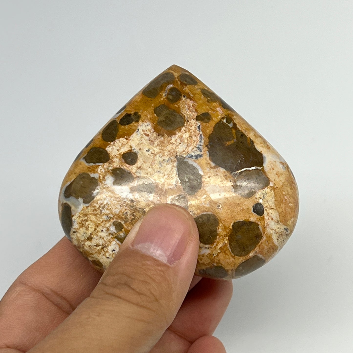 144.2g,2.3"x2.5"x1" Fruit Jasper Heart Polished Healing Home Decor, B21936