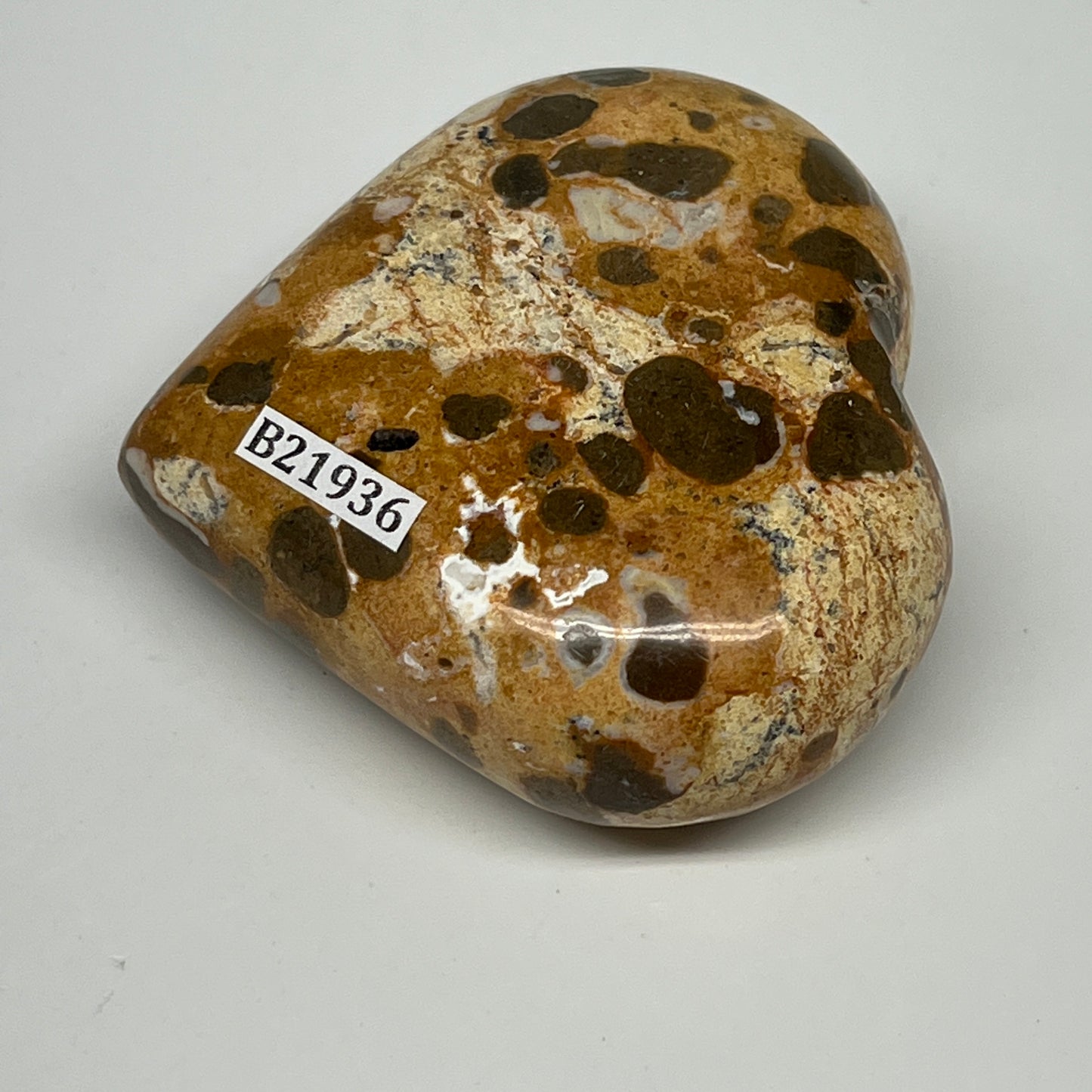 144.2g,2.3"x2.5"x1" Fruit Jasper Heart Polished Healing Home Decor, B21936