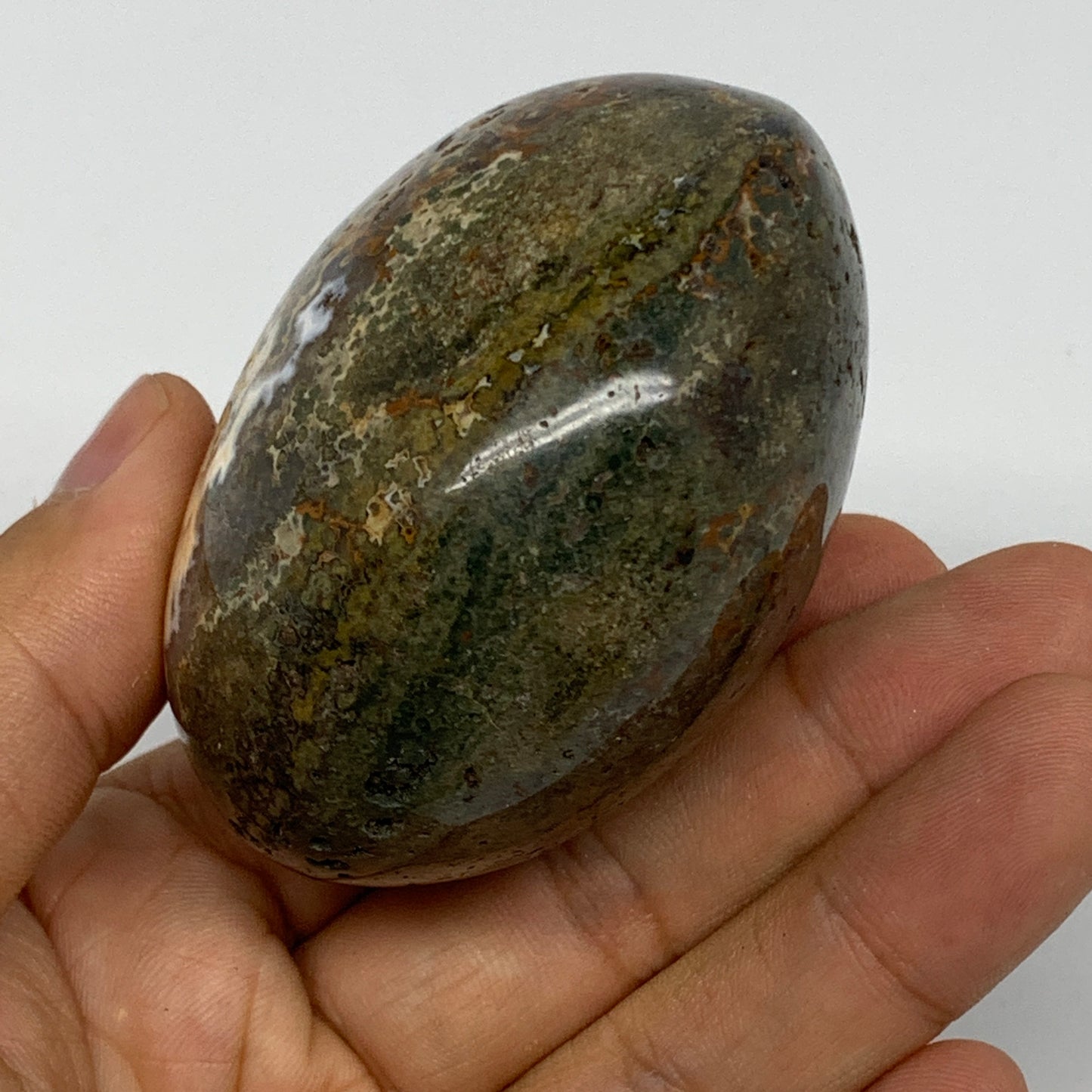 194.8g, 2.5"x2.2"x1.7" Ocean Jasper Palm-Stone Orbicular Jasper Reiki Energy,B15