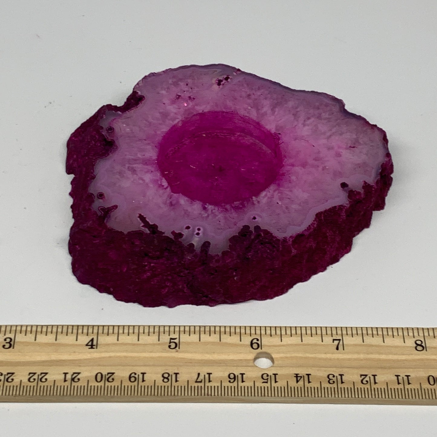 311.9g, 4.7"x4.1"x0.7", Dyed Agate Tea Light Candle Holder Crystal, B25564