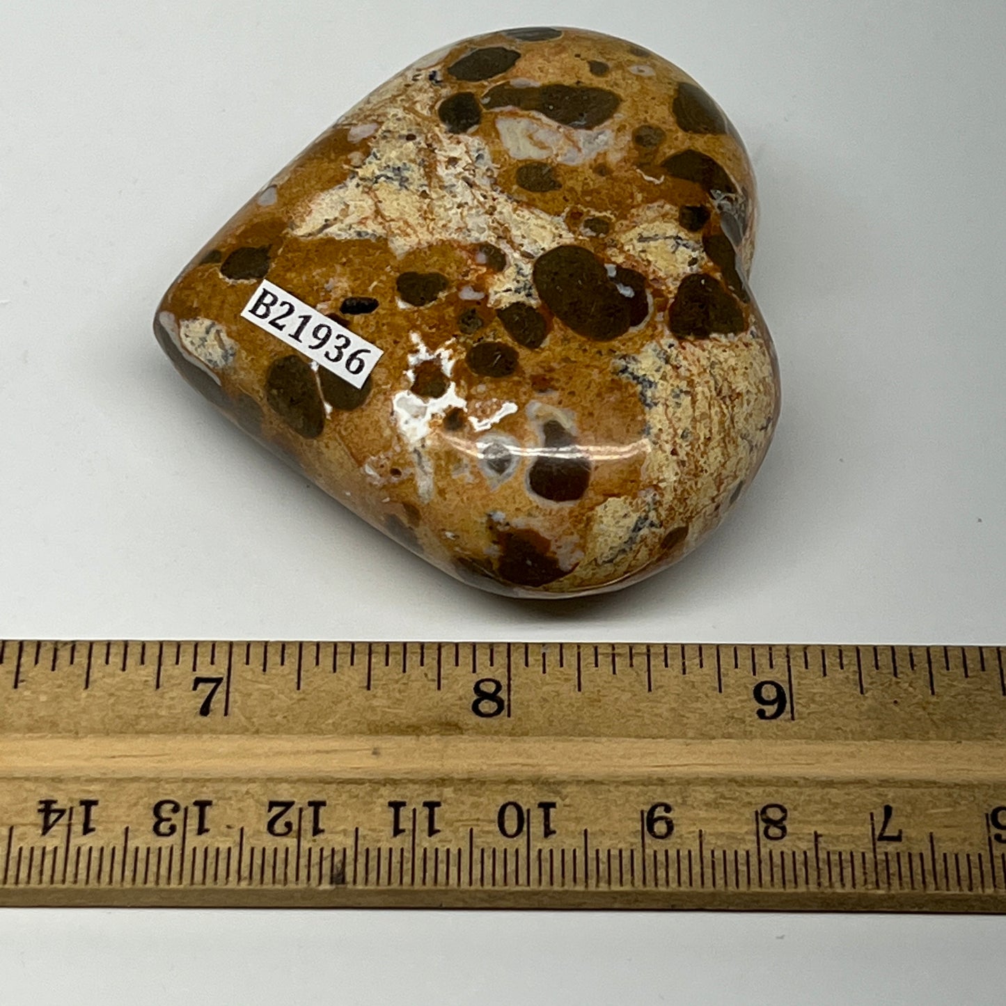 144.2g,2.3"x2.5"x1" Fruit Jasper Heart Polished Healing Home Decor, B21936