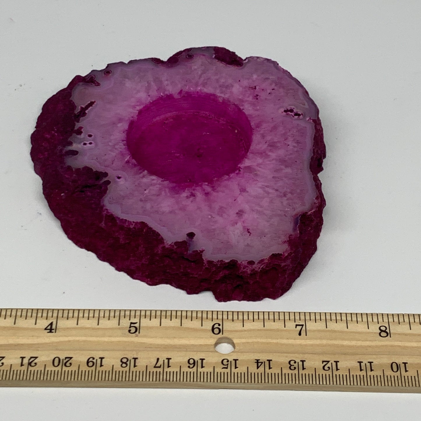 311.9g, 4.7"x4.1"x0.7", Dyed Agate Tea Light Candle Holder Crystal, B25564