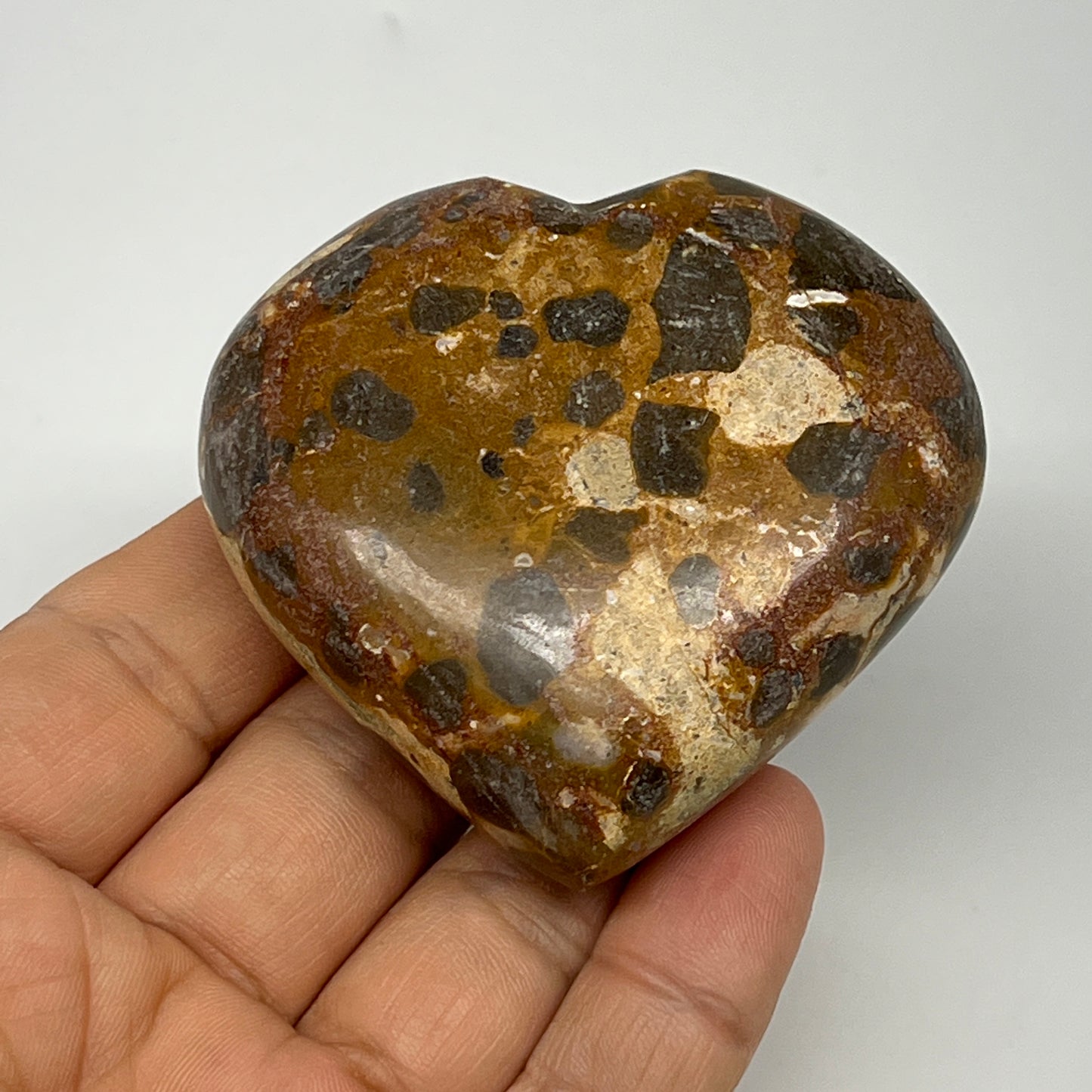 128.9g,2.3"x2.5"x1" Fruit Jasper Heart Polished Healing Home Decor, B21937
