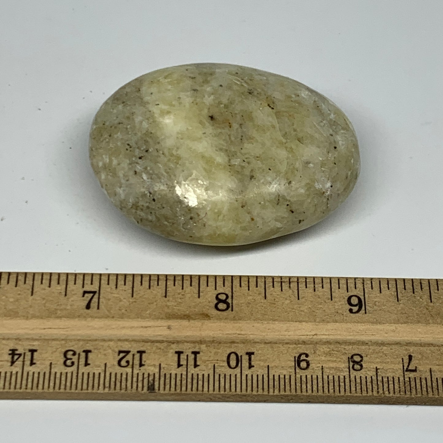 77.8g, 2.1"x1.7"x0.9", Natural Yellow Calcite Palm-Stone Crystal Polished Reiki,