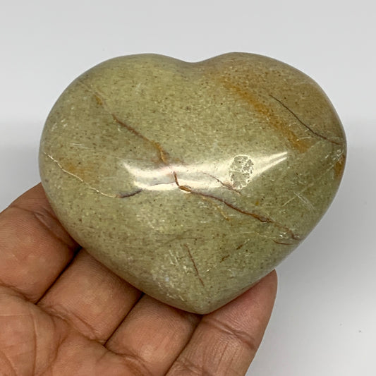 166.6g,2.4"x2.8"x1.4", Green Opal Heart Polished Gemstone @Madagascar, B17595
