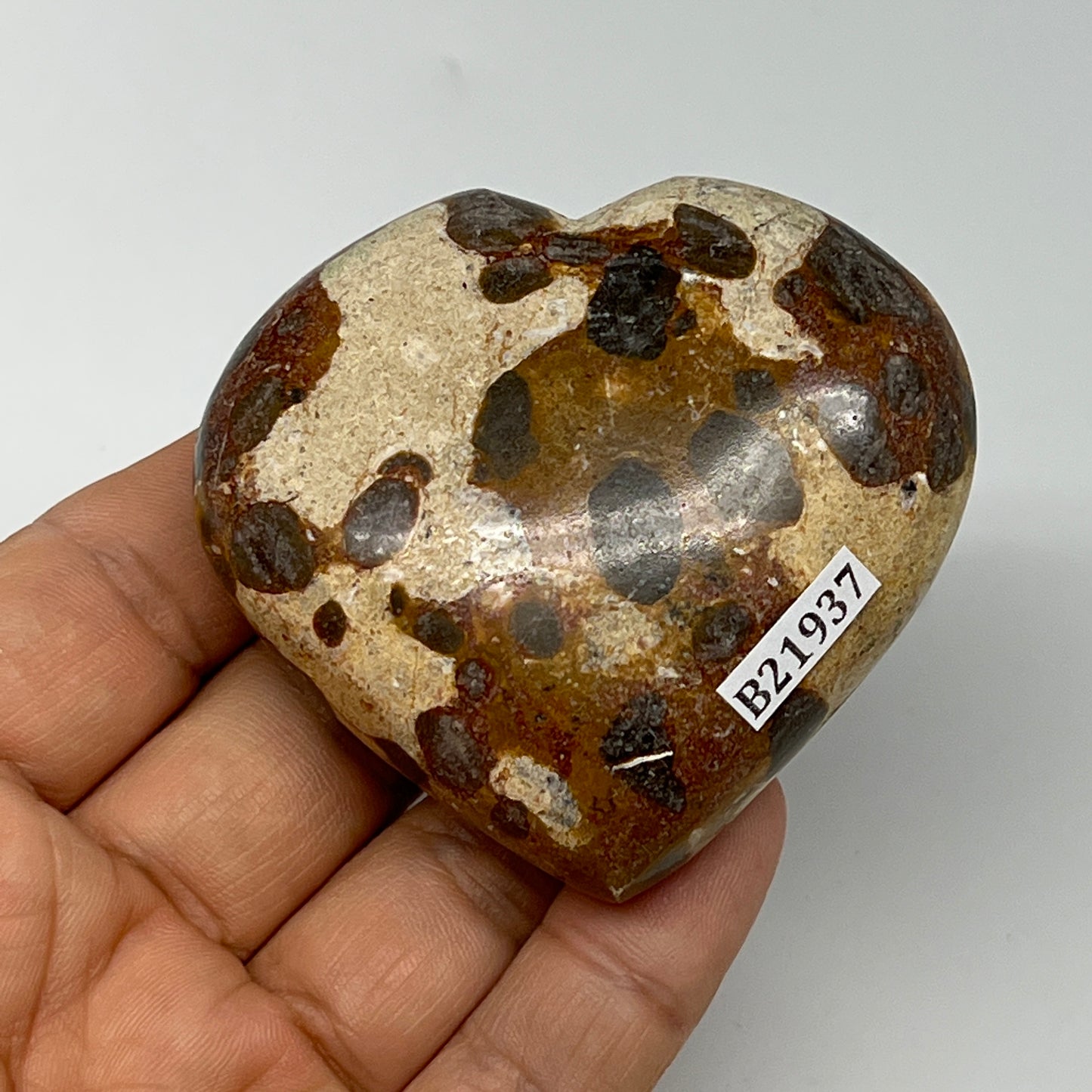 128.9g,2.3"x2.5"x1" Fruit Jasper Heart Polished Healing Home Decor, B21937