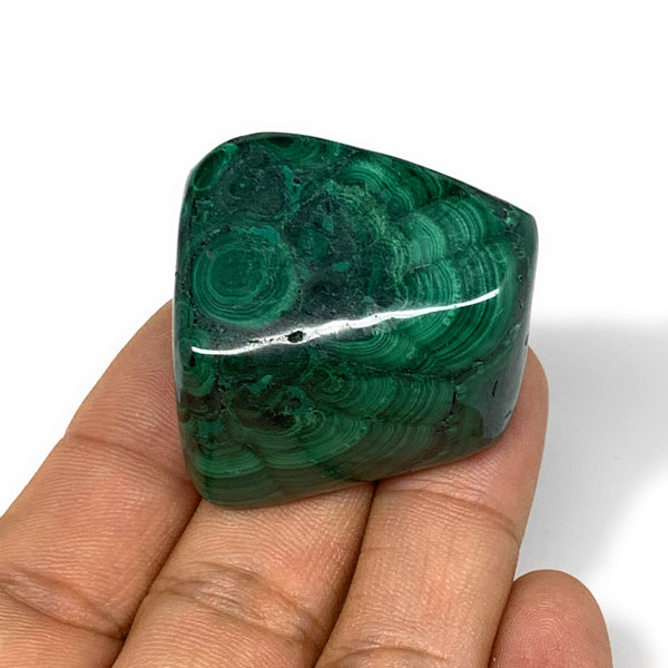 76.6g, 1.4"x1.3"x1.1", Natural Small Malachite Tumbled Polished Gemstone, B7436