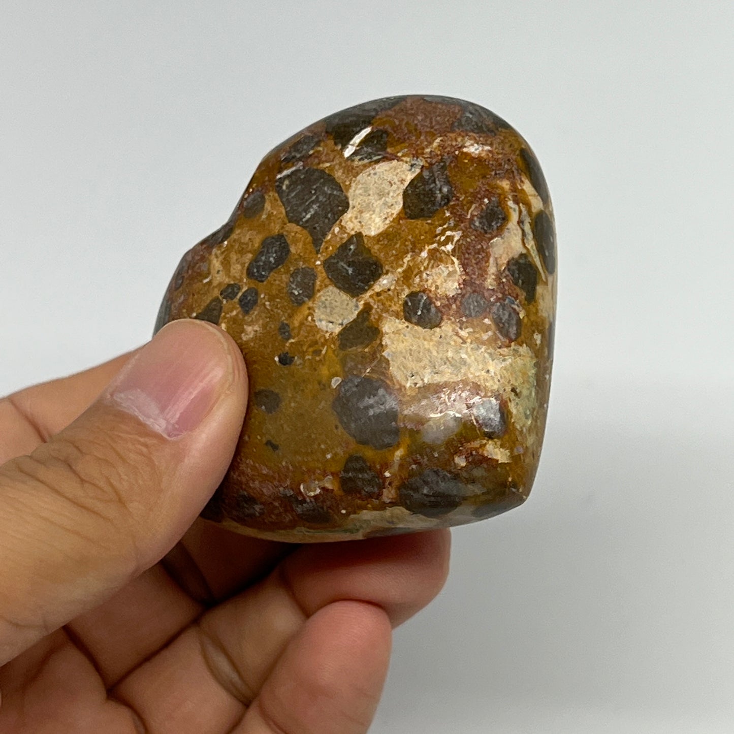 128.9g,2.3"x2.5"x1" Fruit Jasper Heart Polished Healing Home Decor, B21937
