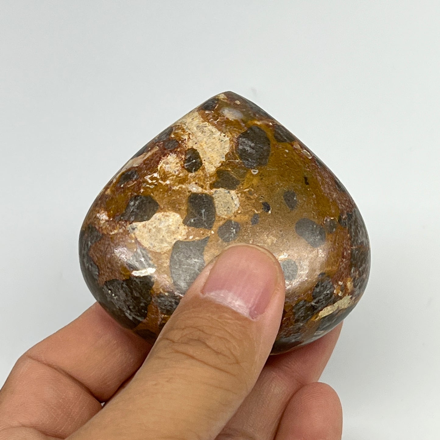 128.9g,2.3"x2.5"x1" Fruit Jasper Heart Polished Healing Home Decor, B21937