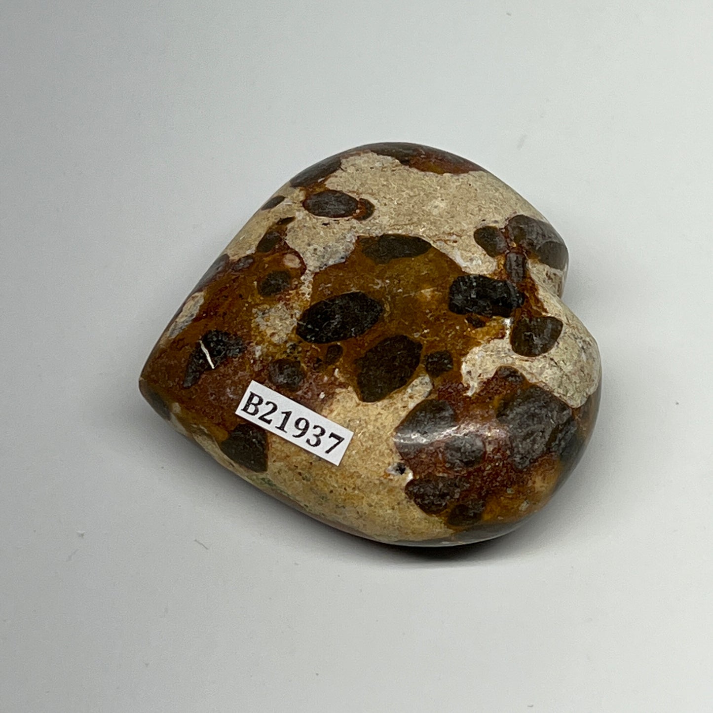 128.9g,2.3"x2.5"x1" Fruit Jasper Heart Polished Healing Home Decor, B21937