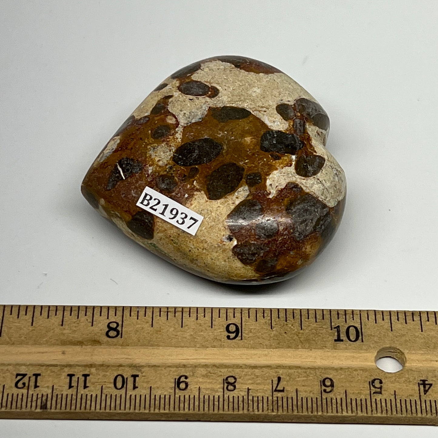 128.9g,2.3"x2.5"x1" Fruit Jasper Heart Polished Healing Home Decor, B21937