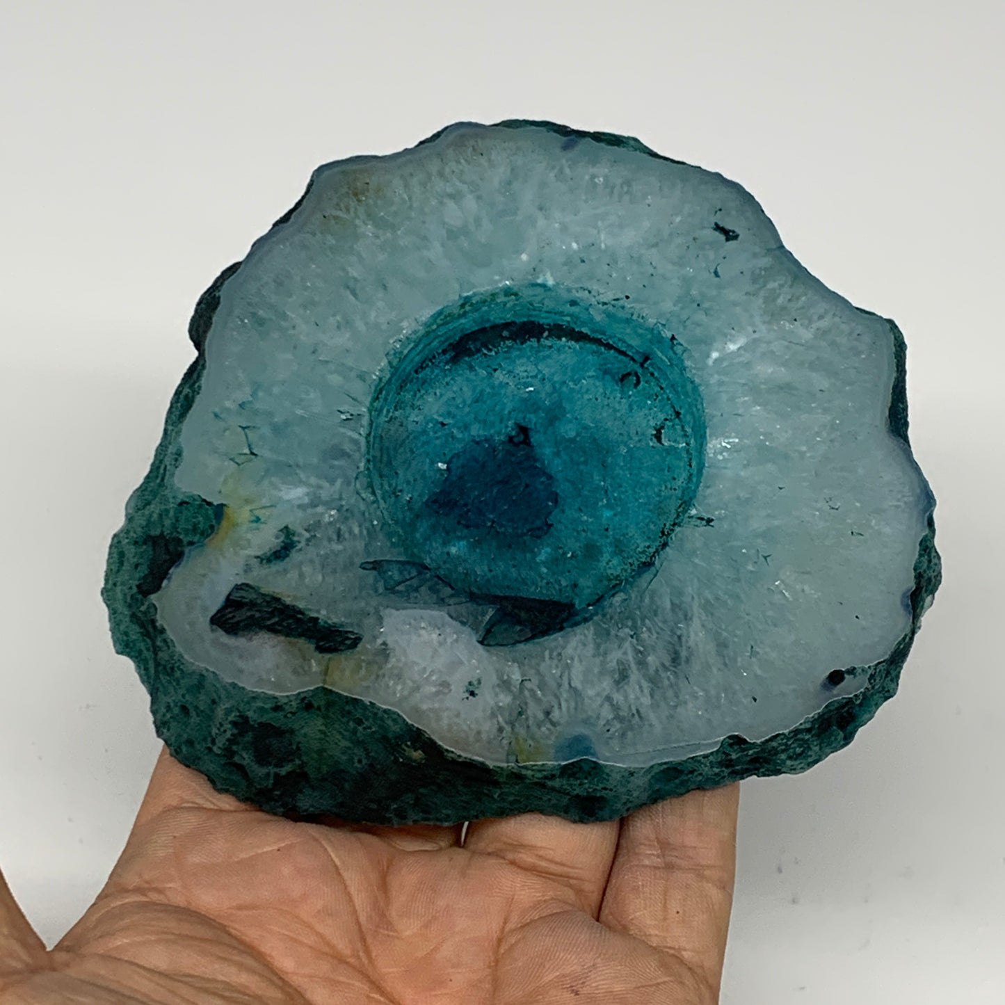 272.6g, 4.4"x3.9"x0.7", Dyed Agate Tea Light Candle Holder Crystal, B25566