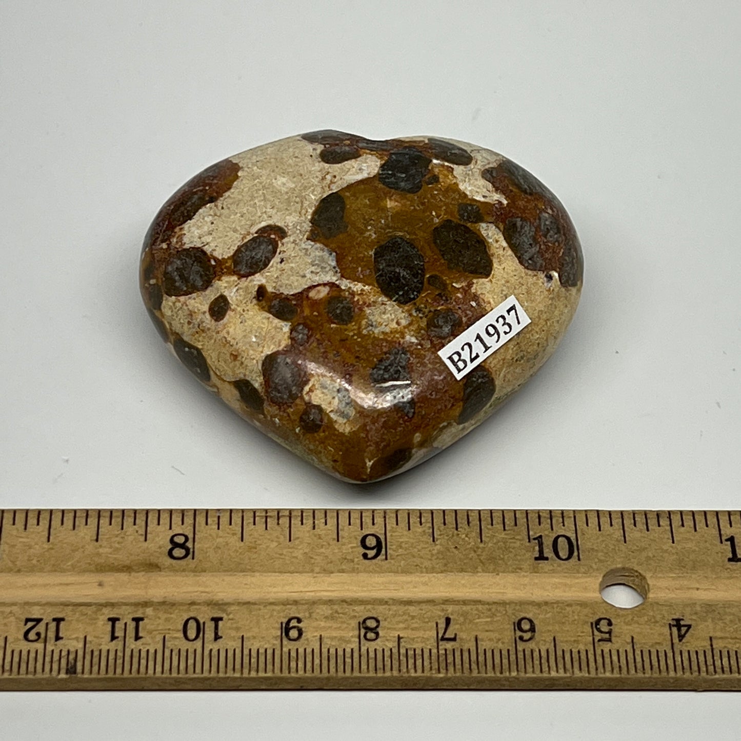 128.9g,2.3"x2.5"x1" Fruit Jasper Heart Polished Healing Home Decor, B21937
