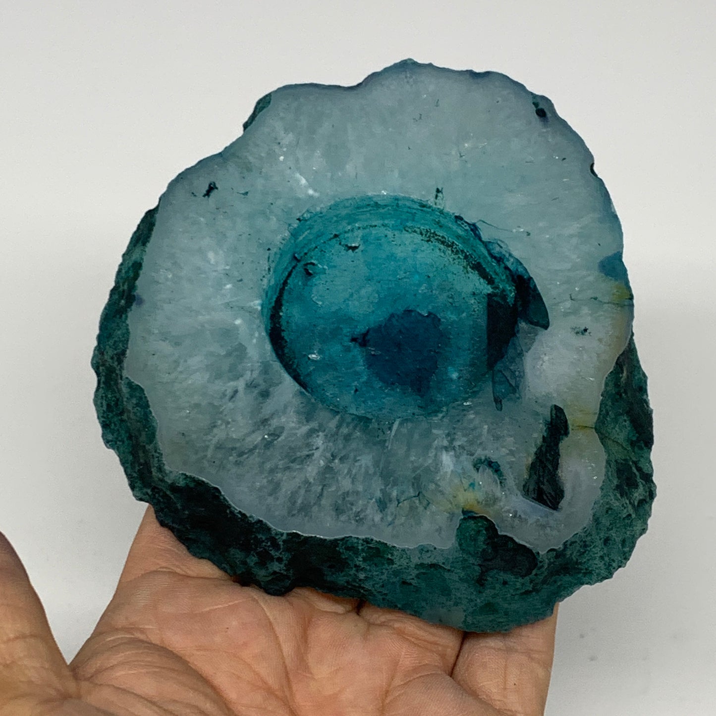 272.6g, 4.4"x3.9"x0.7", Dyed Agate Tea Light Candle Holder Crystal, B25566