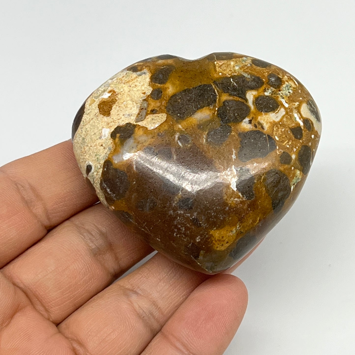 114.4g,2.1"x2.3"x1" Fruit Jasper Heart Polished Healing Home Decor, B21938