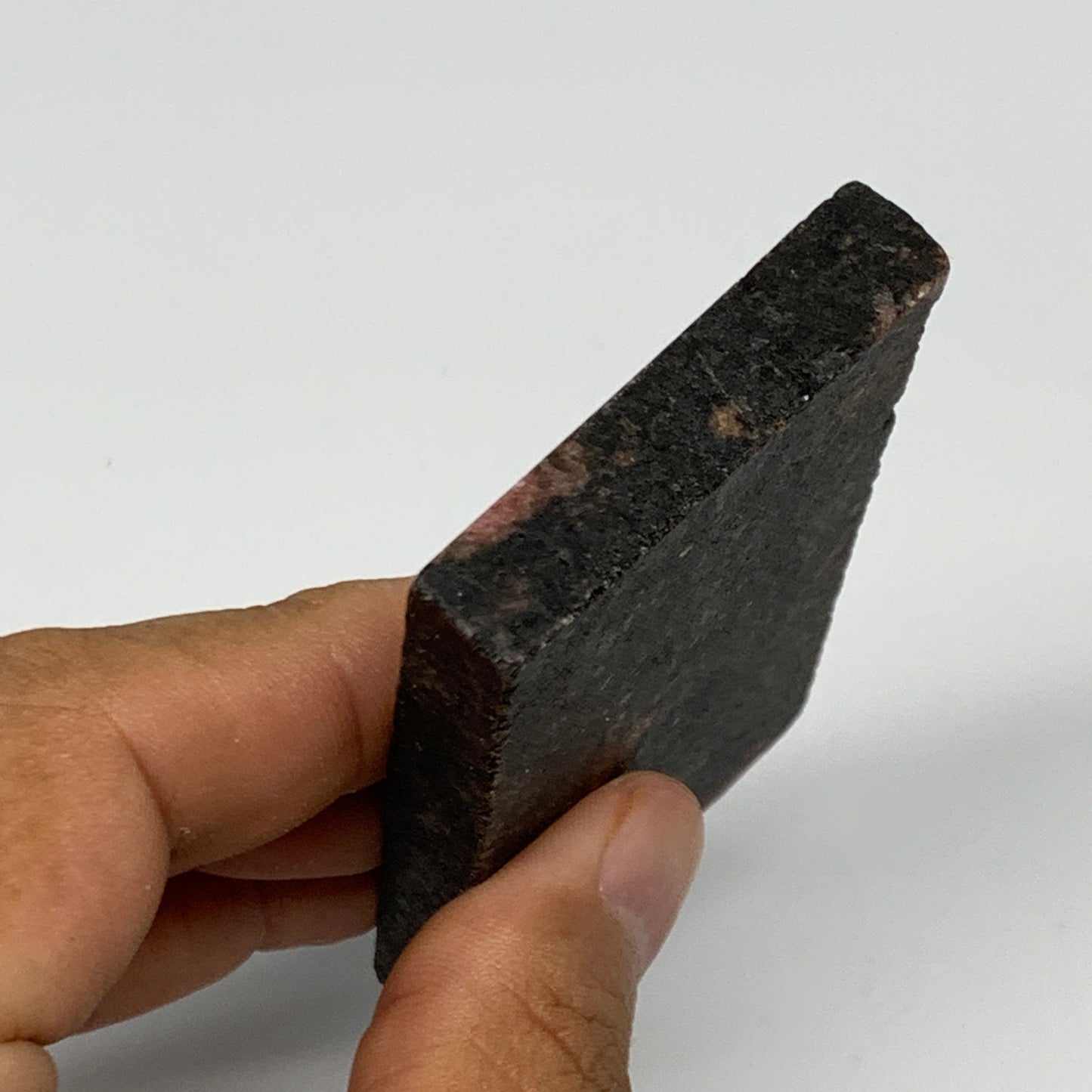 109.7g, 3"x1.7"x0.4", One face polished Rhodonite, One face semi polished, B1600