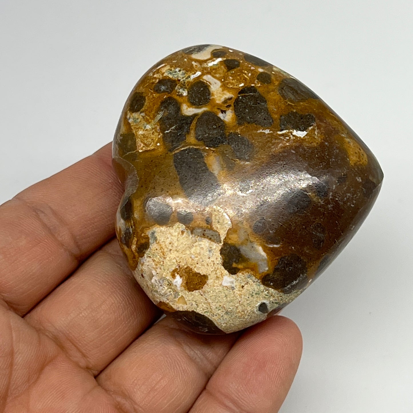 114.4g,2.1"x2.3"x1" Fruit Jasper Heart Polished Healing Home Decor, B21938