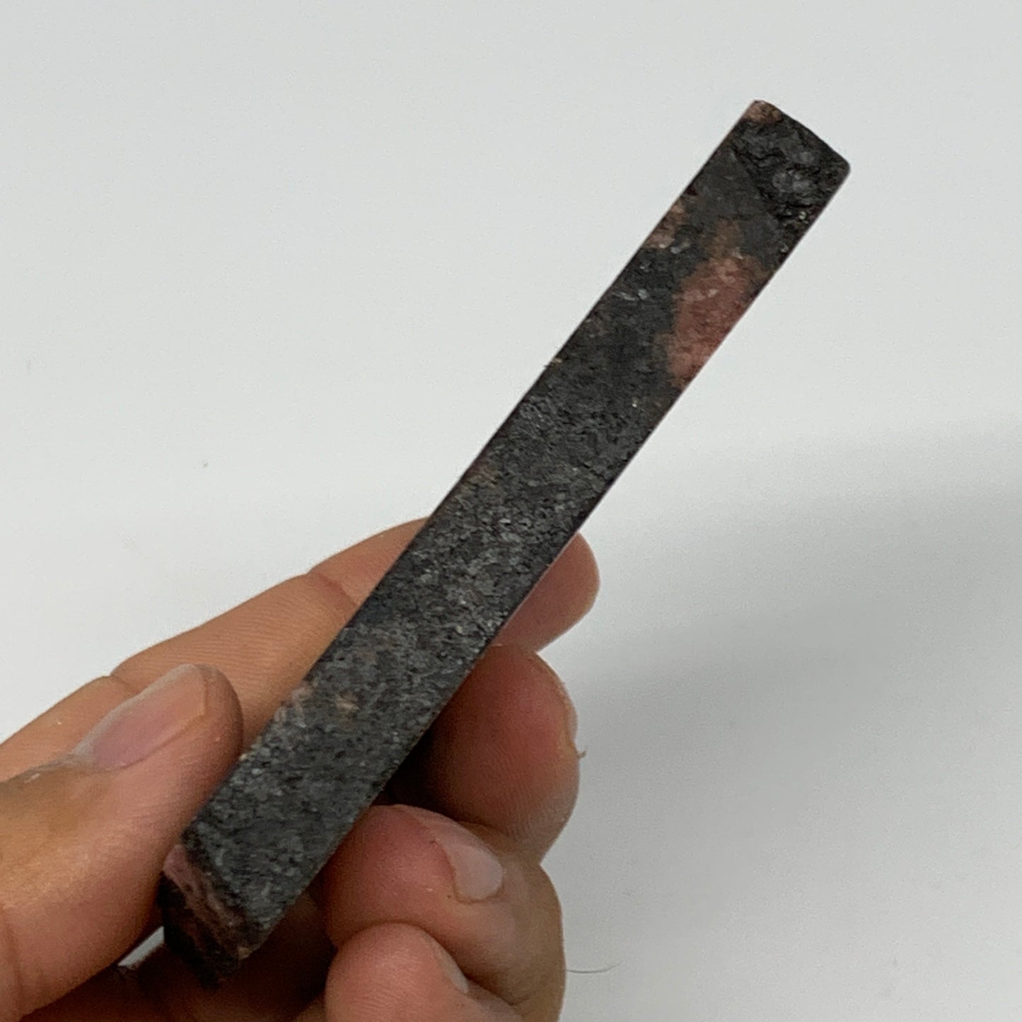 109.7g, 3"x1.7"x0.4", One face polished Rhodonite, One face semi polished, B1600