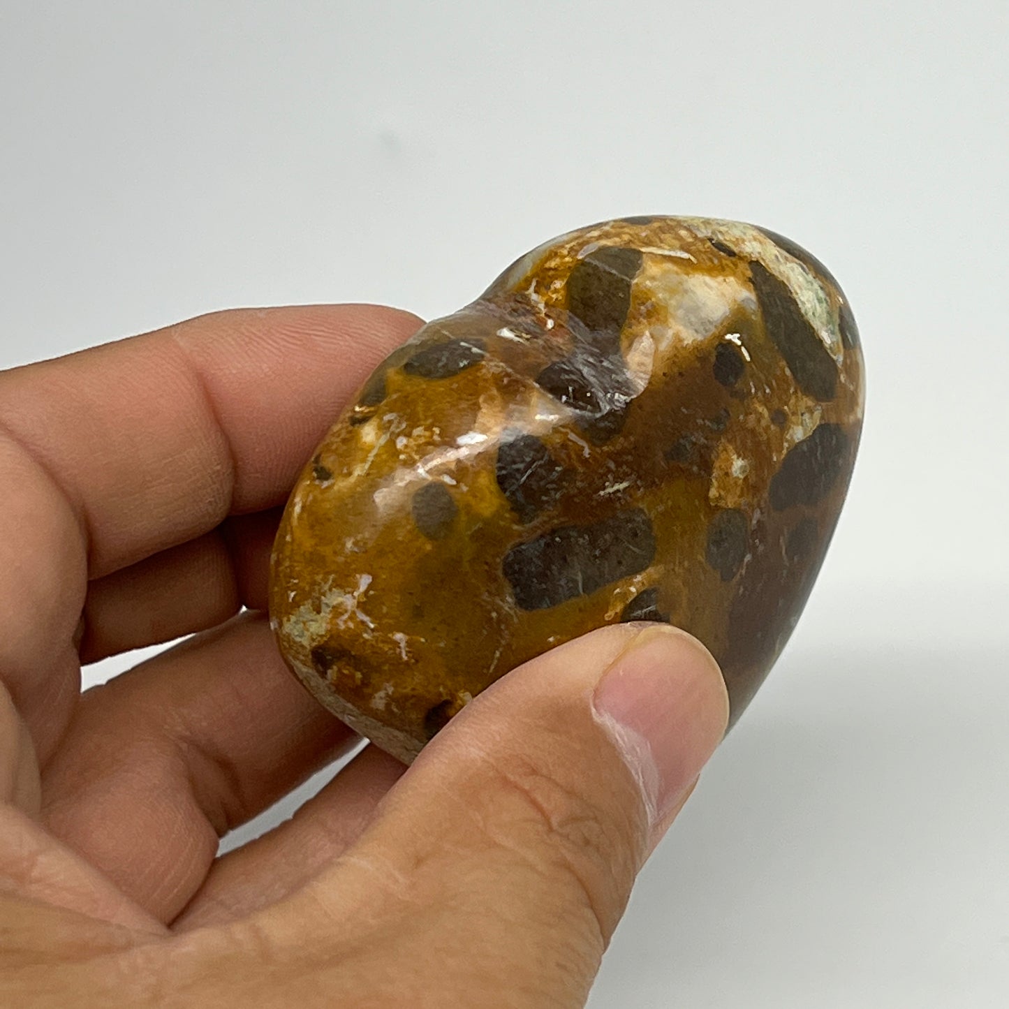 114.4g,2.1"x2.3"x1" Fruit Jasper Heart Polished Healing Home Decor, B21938