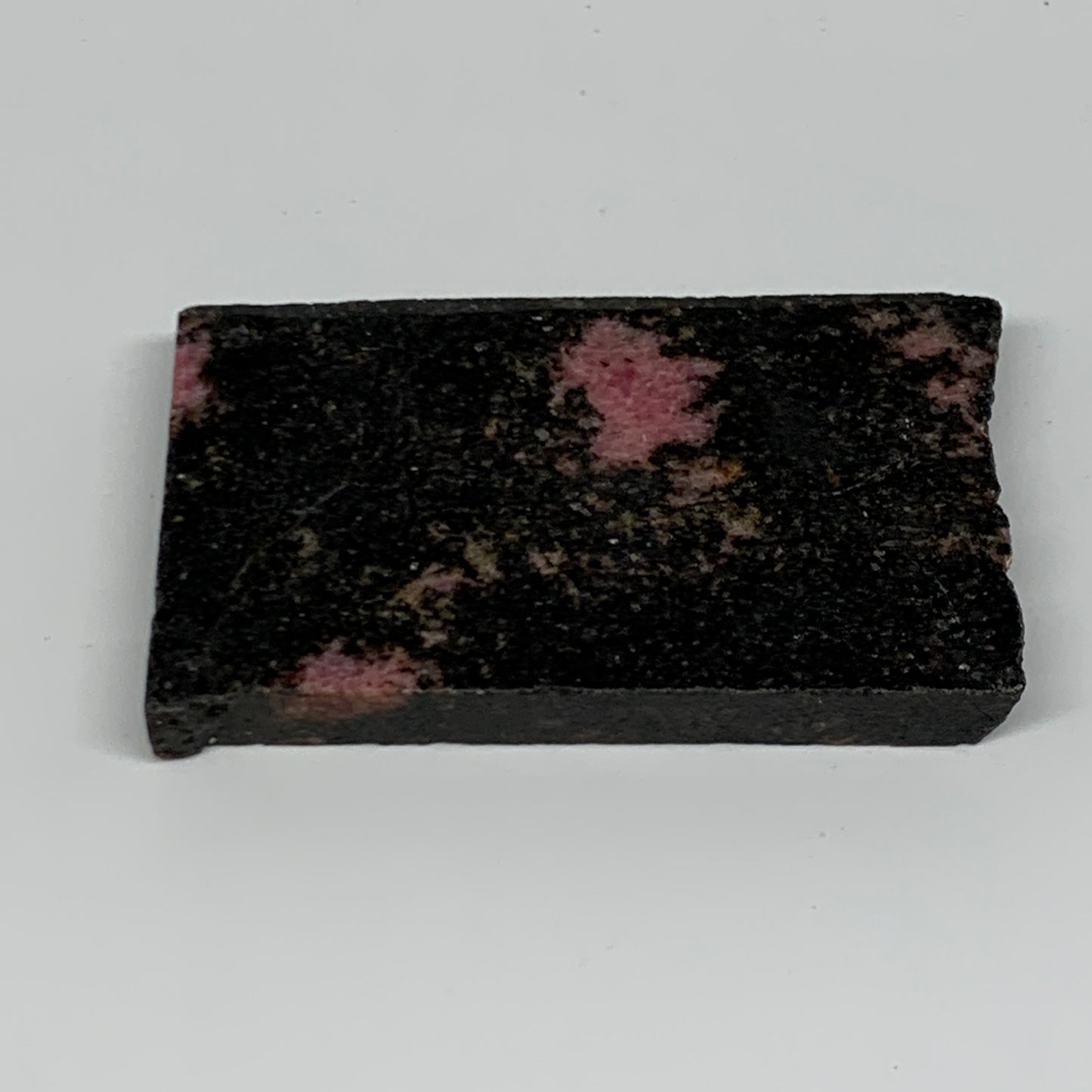 109.7g, 3"x1.7"x0.4", One face polished Rhodonite, One face semi polished, B1600