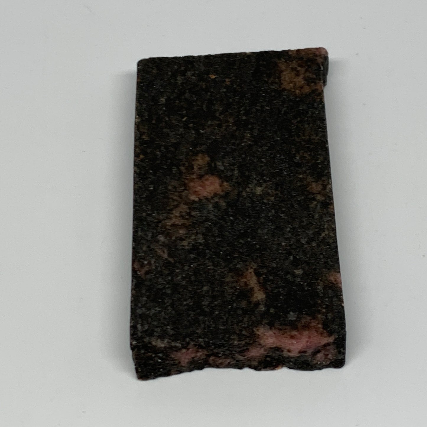 109.7g, 3"x1.7"x0.4", One face polished Rhodonite, One face semi polished, B1600