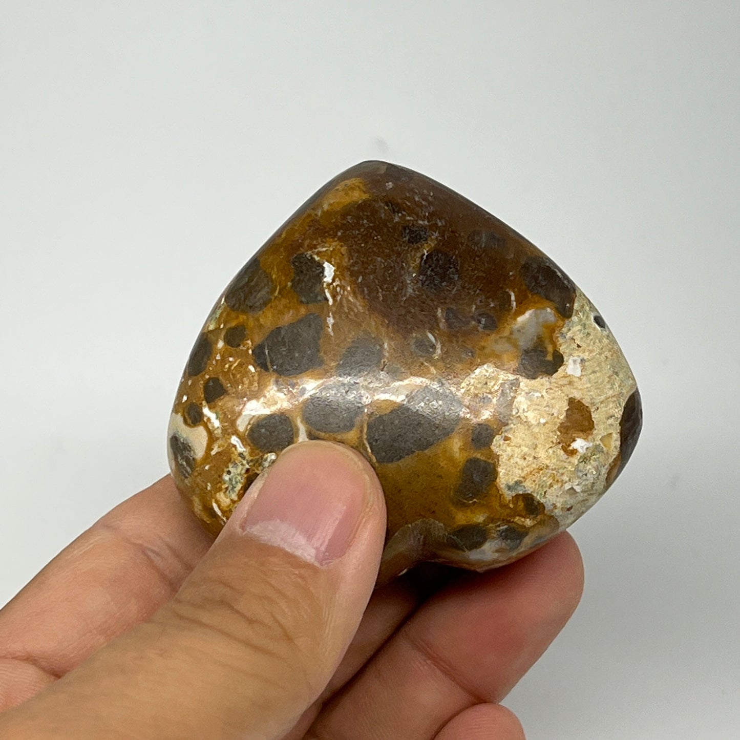 114.4g,2.1"x2.3"x1" Fruit Jasper Heart Polished Healing Home Decor, B21938