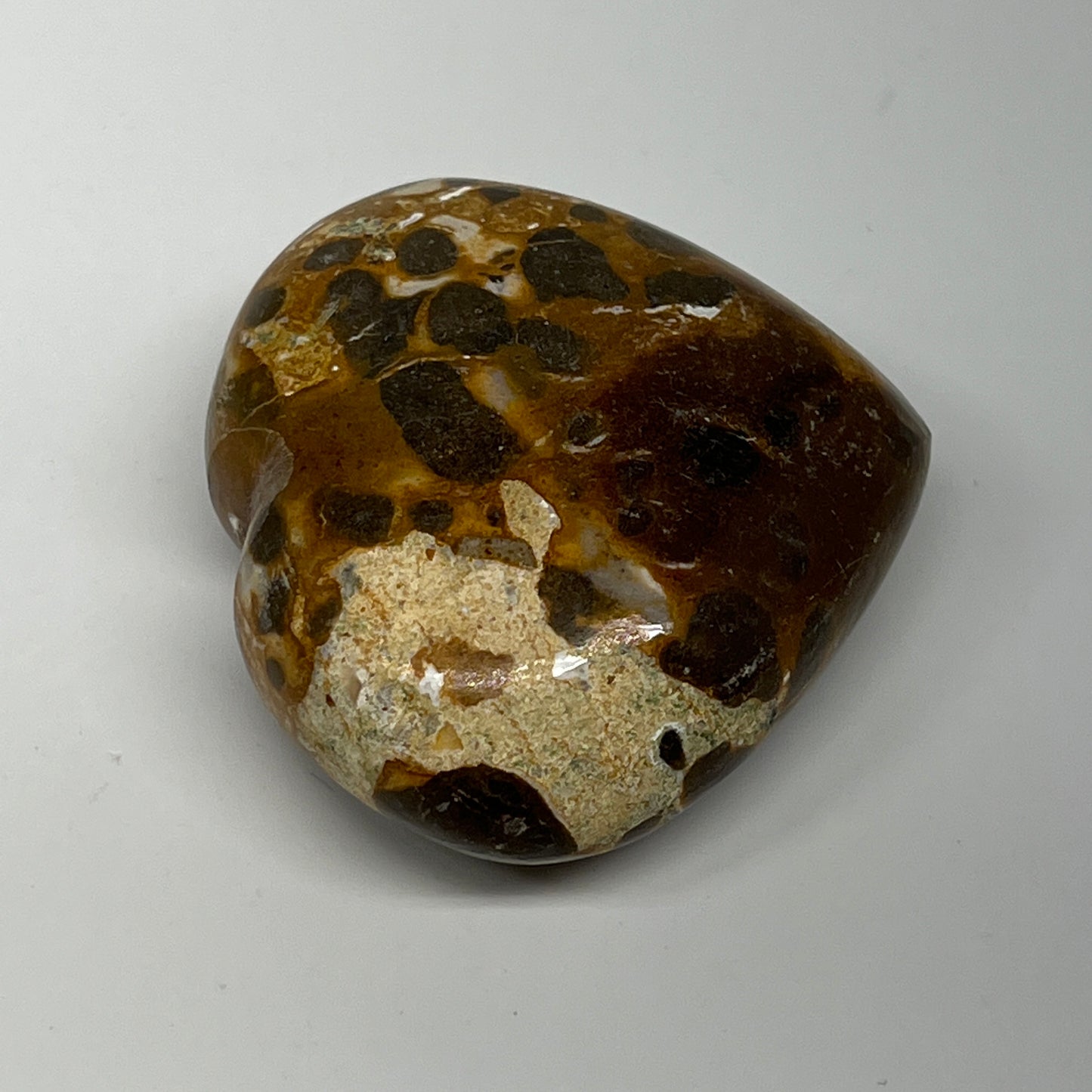 114.4g,2.1"x2.3"x1" Fruit Jasper Heart Polished Healing Home Decor, B21938