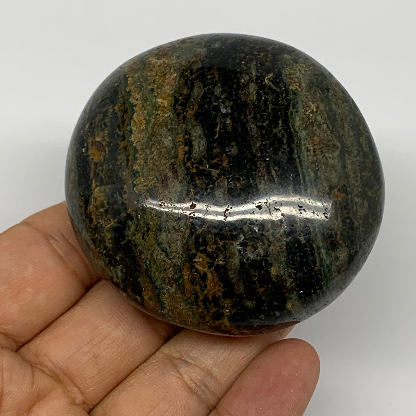 165.2g, 2.5"x2.4"x1.3" Ocean Jasper Palm-Stone Orbicular Jasper Reiki Energy,B15