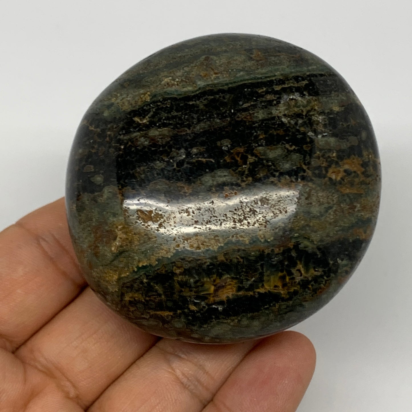 165.2g, 2.5"x2.4"x1.3" Ocean Jasper Palm-Stone Orbicular Jasper Reiki Energy,B15