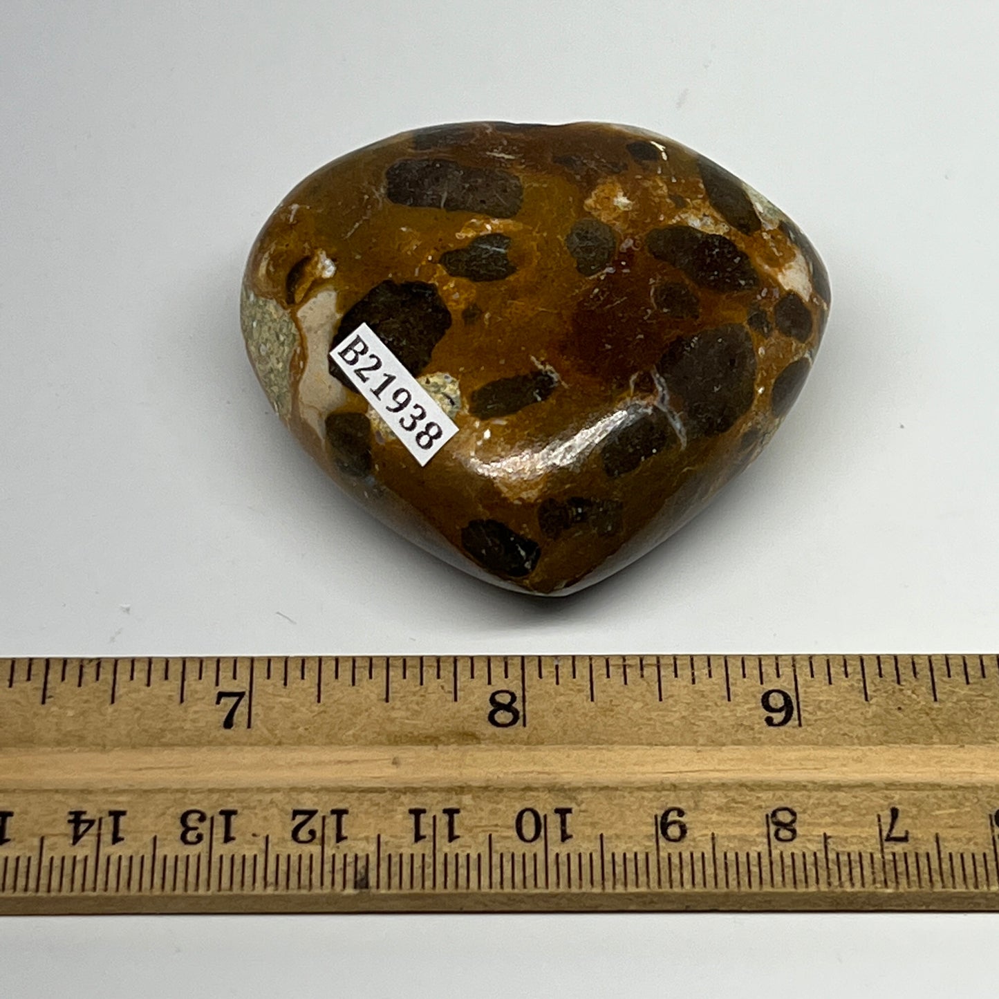 114.4g,2.1"x2.3"x1" Fruit Jasper Heart Polished Healing Home Decor, B21938