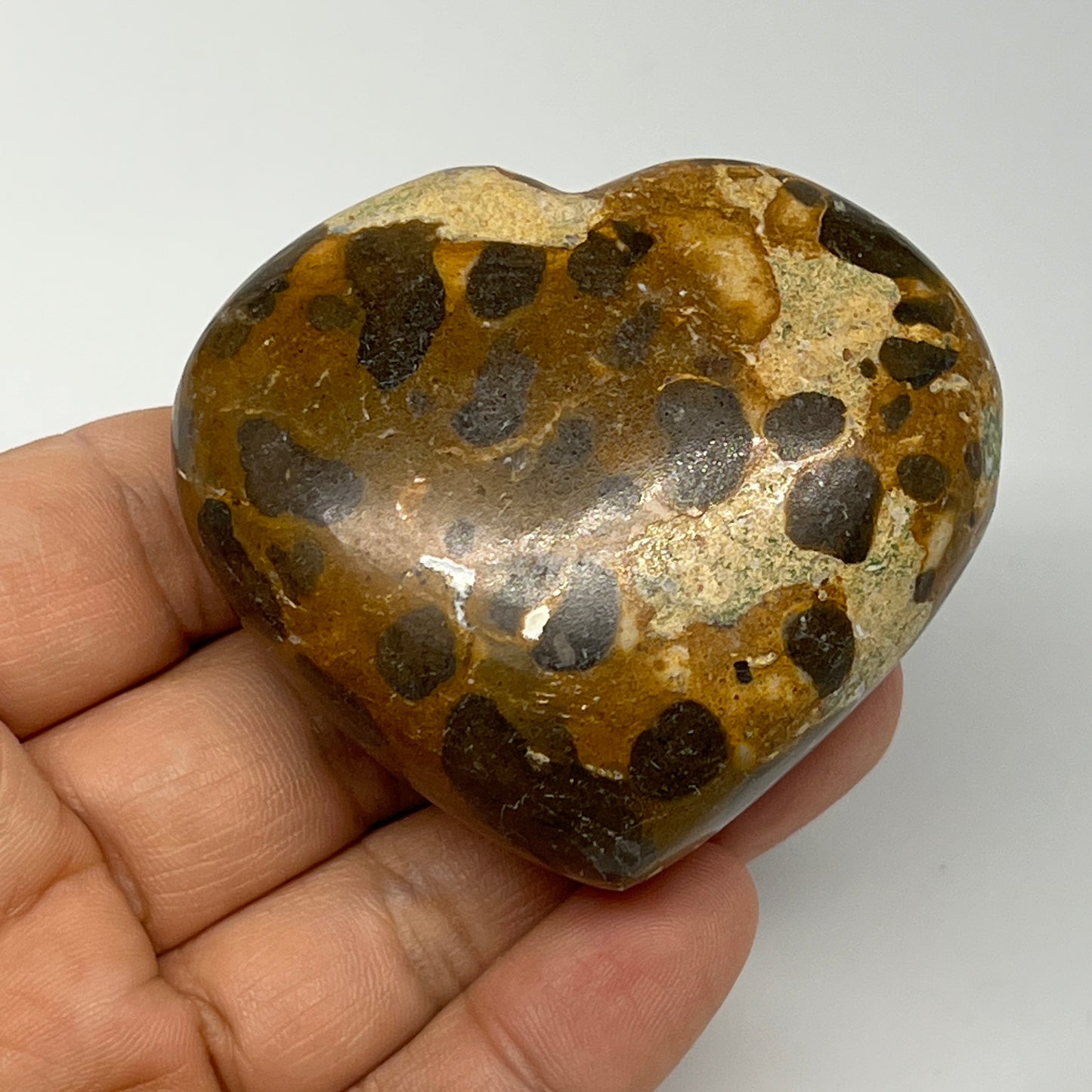 123.3g,2.1"x2.4"x1" Fruit Jasper Heart Polished Healing Home Decor, B21939