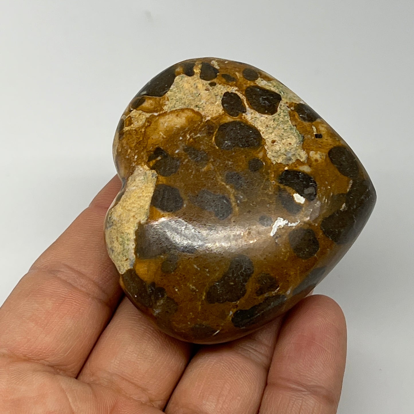 123.3g,2.1"x2.4"x1" Fruit Jasper Heart Polished Healing Home Decor, B21939