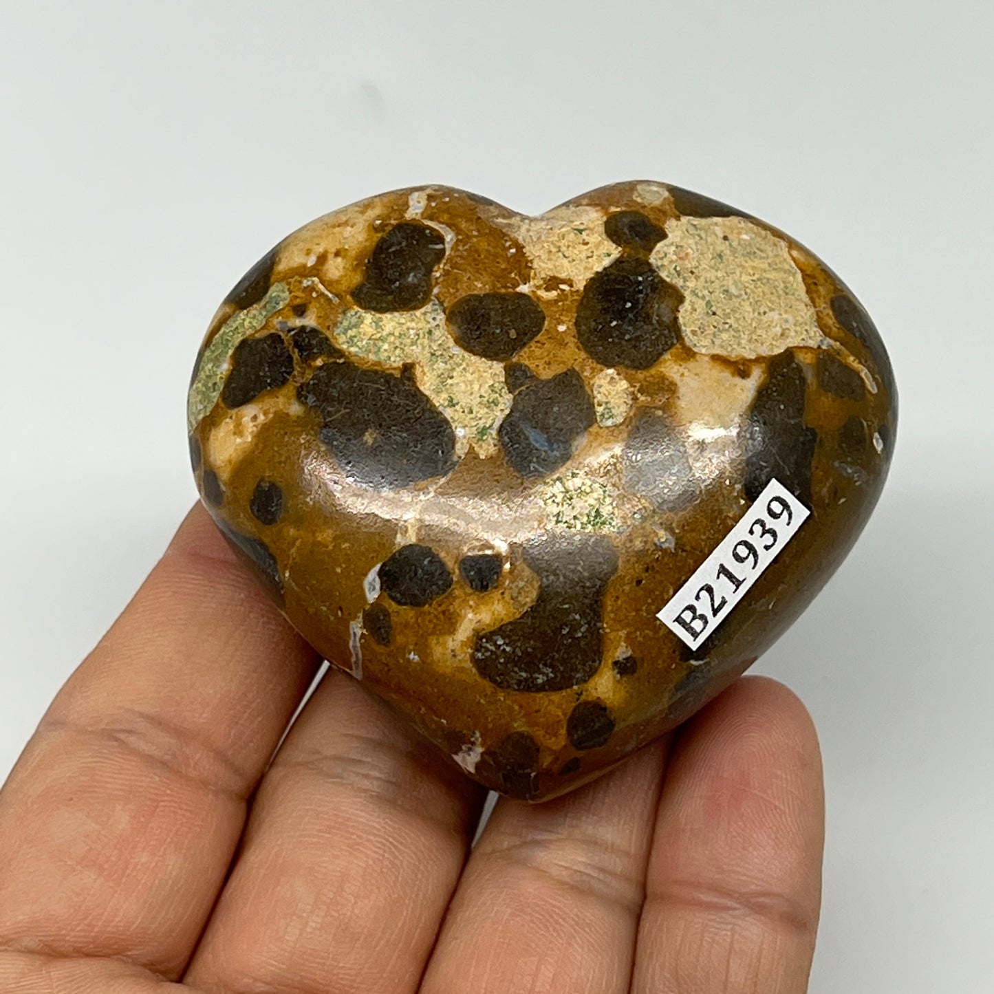 123.3g,2.1"x2.4"x1" Fruit Jasper Heart Polished Healing Home Decor, B21939