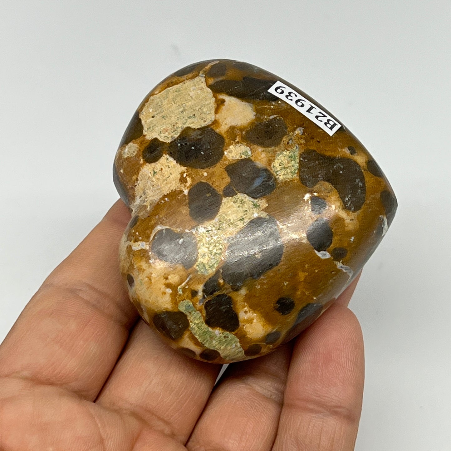 123.3g,2.1"x2.4"x1" Fruit Jasper Heart Polished Healing Home Decor, B21939