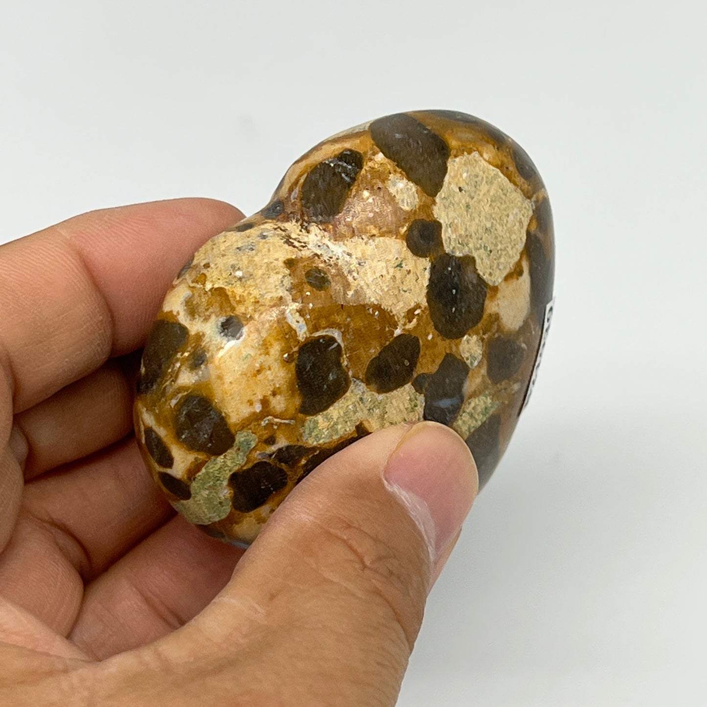 123.3g,2.1"x2.4"x1" Fruit Jasper Heart Polished Healing Home Decor, B21939
